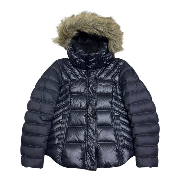 MARMOT 700 Down Fill Winter Designer Puffer Parka Jacket Ski Coat Womens Medium - Picture 1 of 8